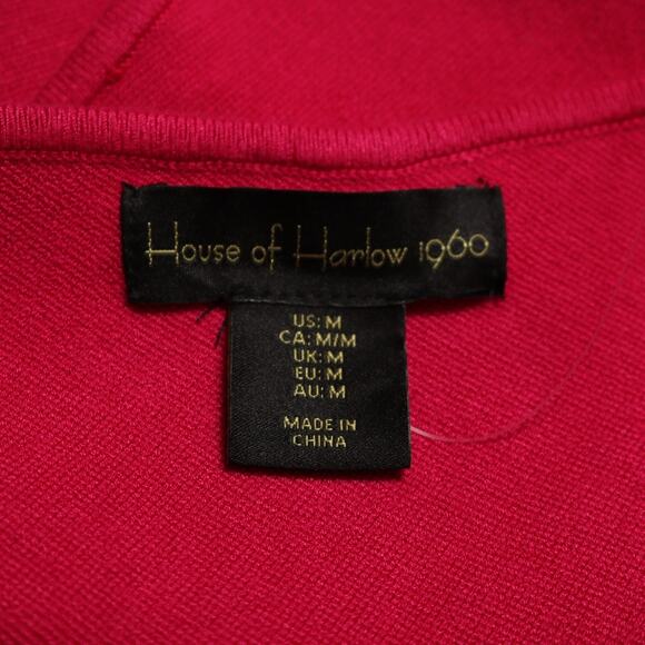 House of Harlow 1960 Pink Knit One Shoulder Crop Top Asymmetrical Hem Size M - Picture 7 of 10